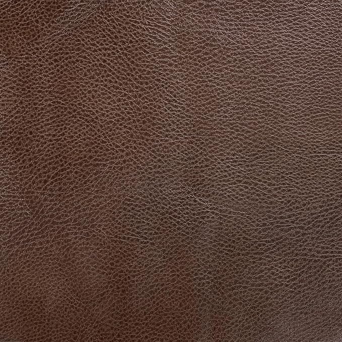 HomePop Upholstered Faux Leather Round Ottoman (No Lid, Seat Only) Home Décor | Round Pouf Foot Rest – Brown Faux Leather