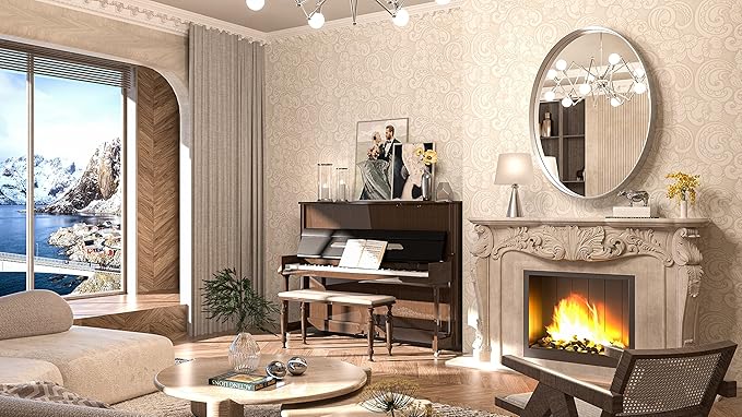 TokeShimi Oval Mirrors for Wall Decor 22x30 Inch with Non-Rusting Aluminum Alloy Brushed Silver Matte Framed Wall Mounted for Bathroom, Entryway, Living Room, Bedroom,Vanity or Horizontal