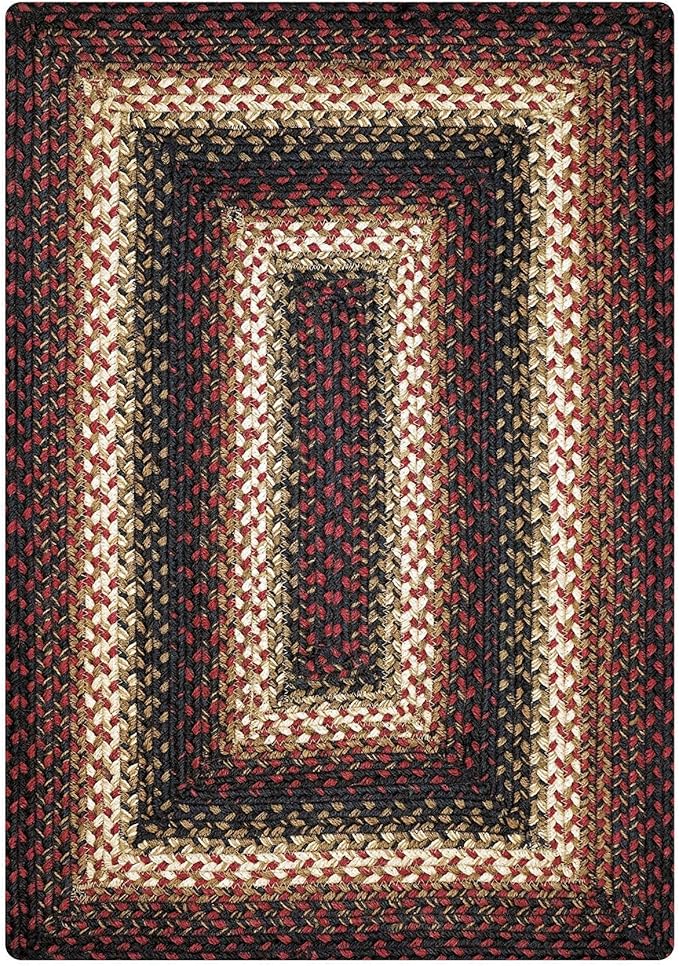 Homespice Prescott Braided Rugs for Bedroom 4x6' - Primitive Country Rugs for Bedroom and Dining Area