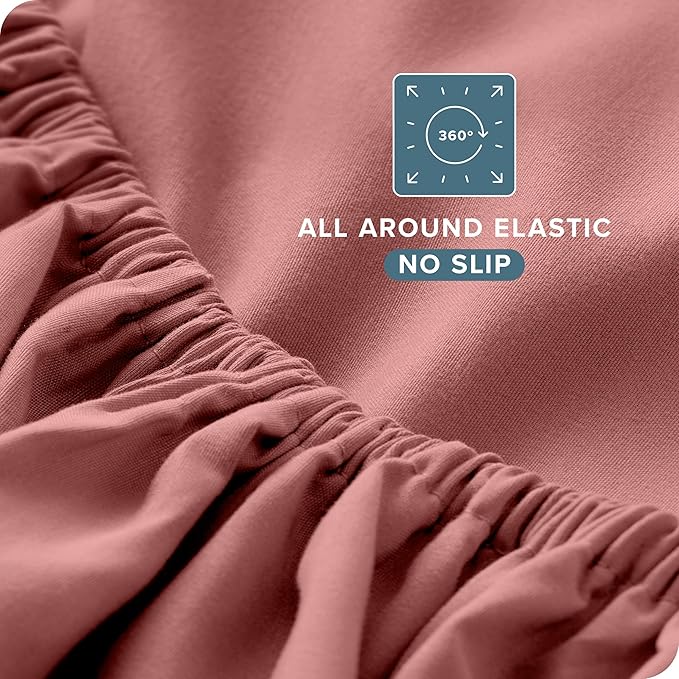 Bare Home King Sheet Set - Luxury 1800 Ultra-Soft Microfiber King Bed Sheets - Double Brushed - Deep Pockets - Easy Fit - 4 Piece Set - Bedding Sheets & Pillowcases (King, Dusty Rose)