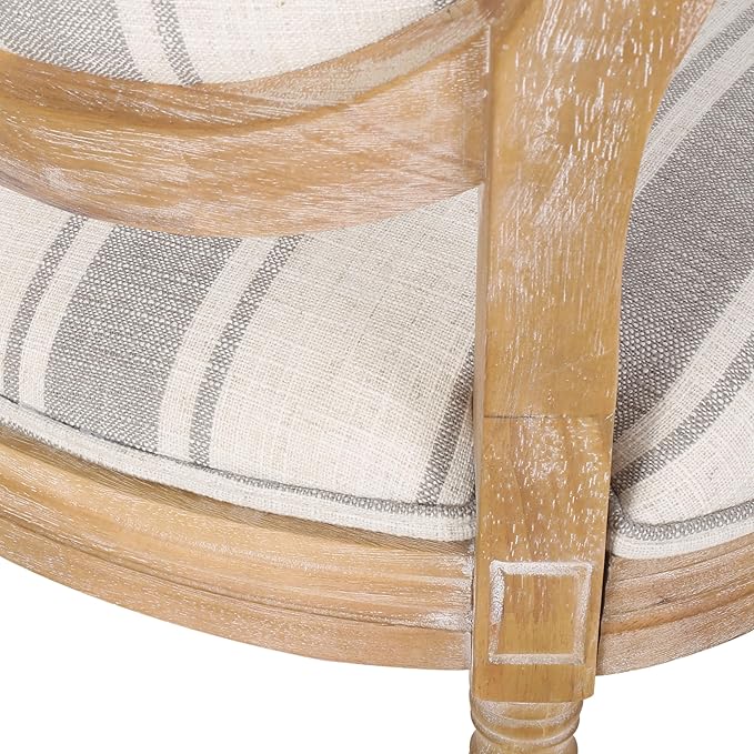 Christopher Knight Home Phinnaeus Dining Chair Set, Set of 4,Wood, Gray Stripes + Light Beige + Natural