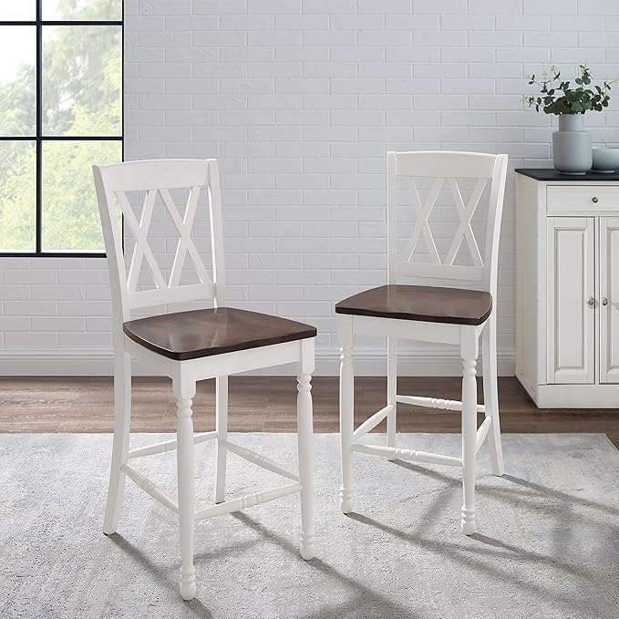 Crosley Furniture Shelby Wood X Back Counter Height Bar Stools Set of 2