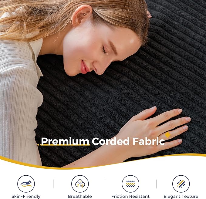 MAXYOYO Giant Bean Bag Chair with Pillow, 3 in 1 Convertible Bean Bag Chair for Adults with Washable Cover, Removable Floor Cushion Stuffed Floor Lounger for Living Room Bedroom, Black, Queen