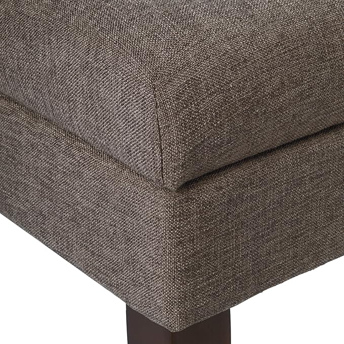 HomePop Home Decor | Upholstered Decorative Storage Ottoman Bench | Ottoman Bench with Storage for Living Room & Bedroom | Decorative Home Furniture, Textured Brown