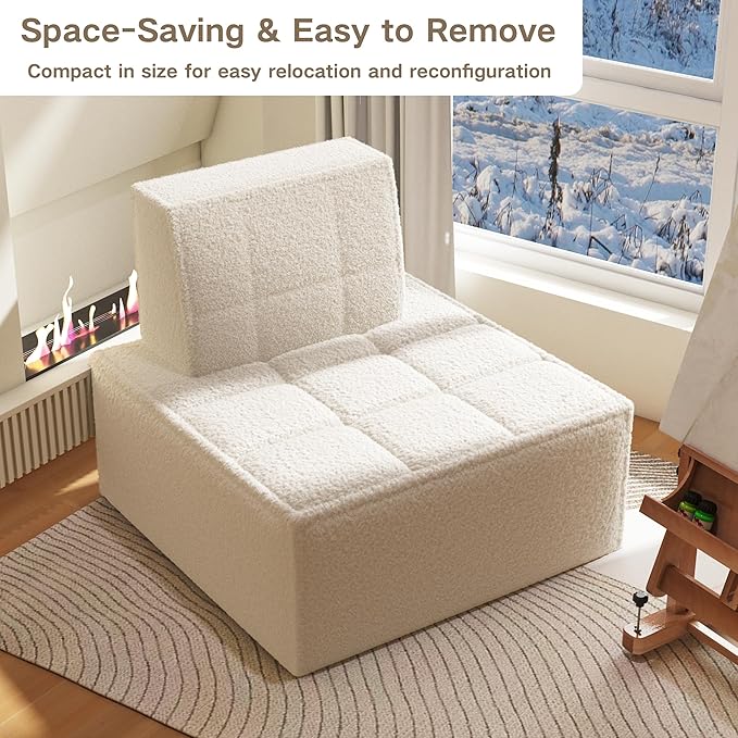 Bean Bag Chair,Accent Chair,Modular Sherpa Sofa Chair,Floor Sofa for Adults,Fireside Chair,Reading Chair for Living Room,Bedroom,Office,Beige