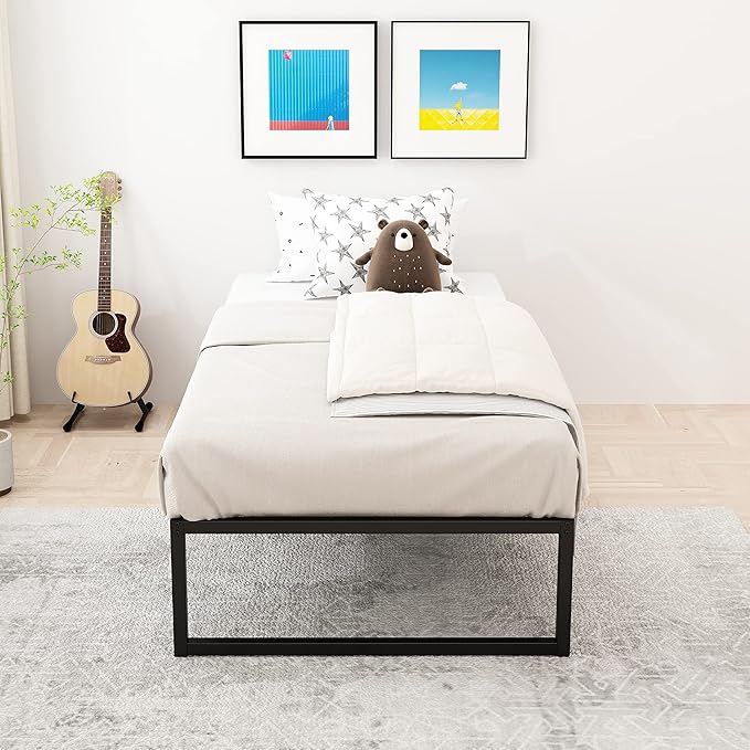 14 Inch Twin XL Bed Frames Heavy Duty Sturdy Metal Platform Bed Frame No Box Spring Needed, Noise Free, Easy Assembly, Black