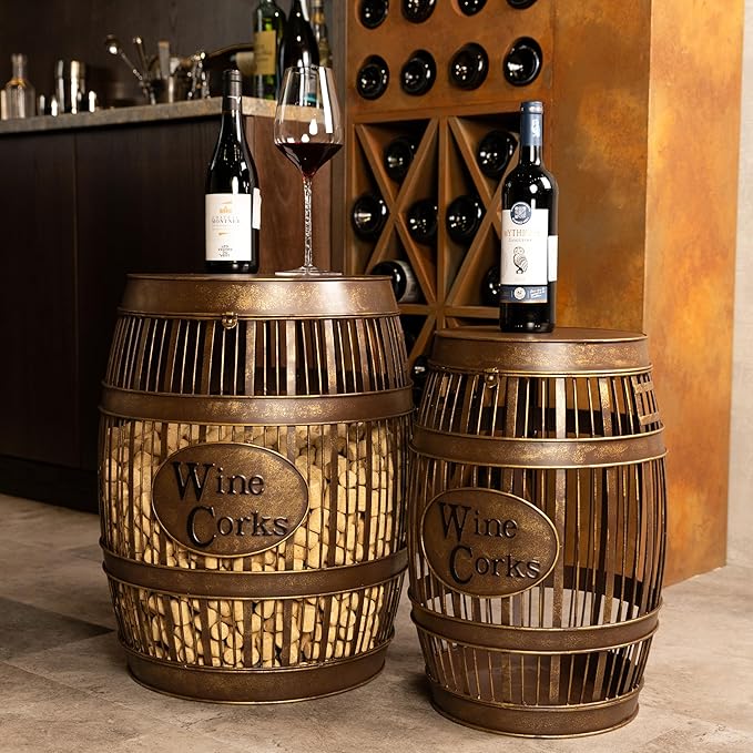 Wine Barrel Table - Cork Catcher Accent Table. Cork Holder Decorative and Storage - 3000 Corks - Large