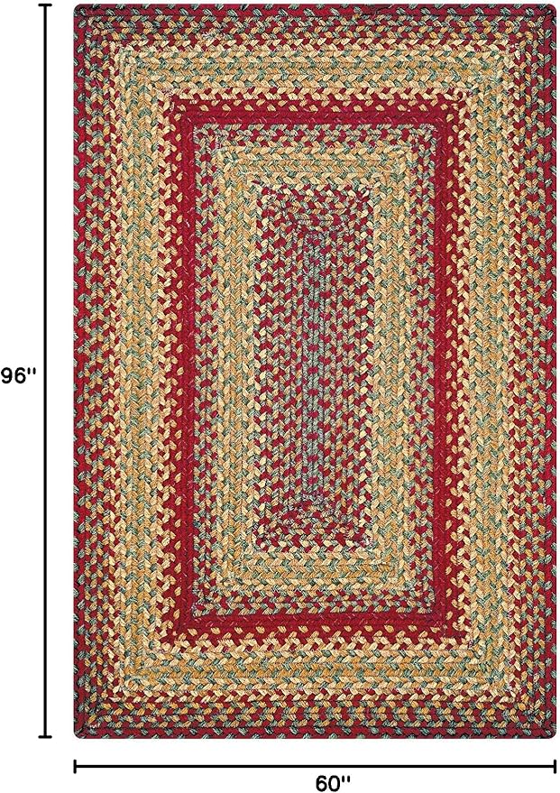 Homespice Cider Barn Cranberry Red Braided Area Rugs, Jute, 5x8' Rectangle - Perfect Country Primitive Decor for Dining Room, Bedroom, Everywhere
