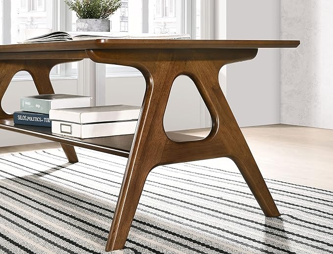 Roundhill Furniture Arona 3-Piece Coffee Table Set, Coffee Table and Two End Tables, Walnut