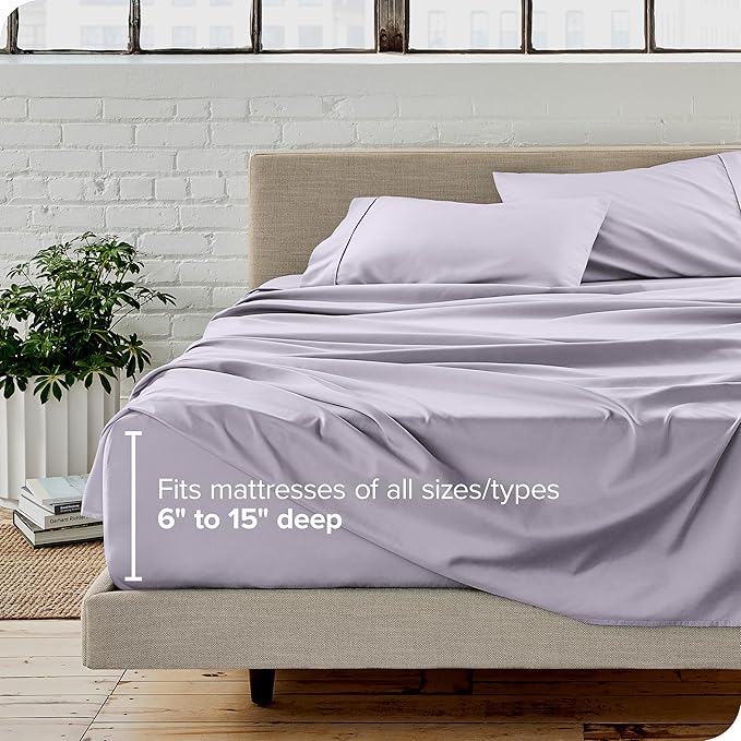 Bare Home Twin XL Sheet Set - 1800 Ultra-Soft Microfiber - Double Brushed - Deep Pockets - Easy Fit - 3 Piece Set - Bed Sheets (Twin XL, Light Lavender)
