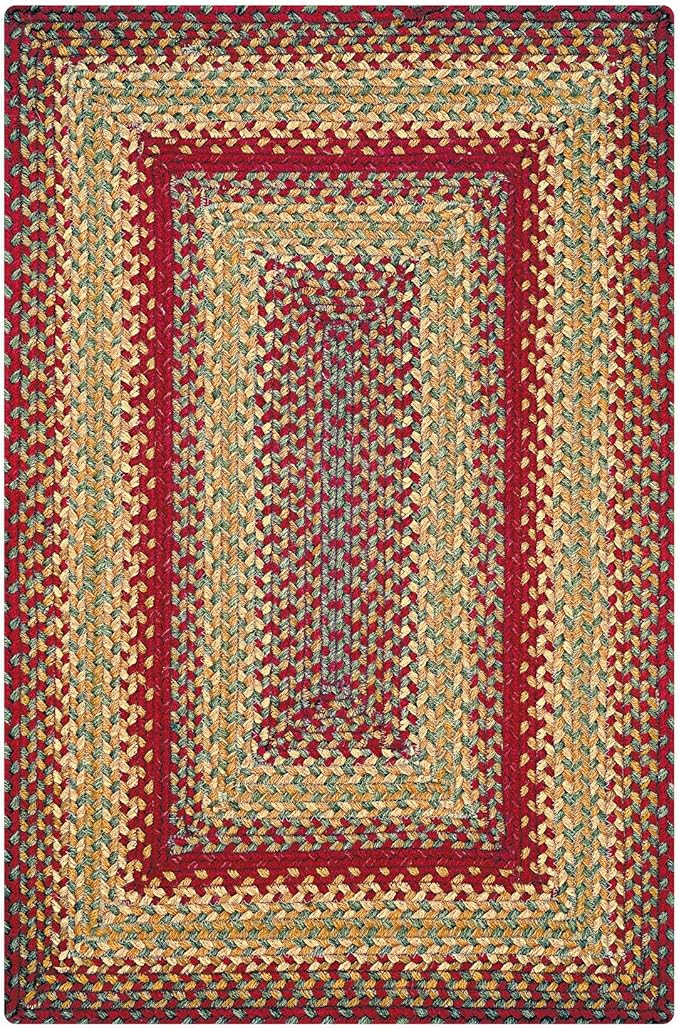Homespice Cider Barn Cranberry Red Braided Area Rugs, Jute, 5x8' Rectangle - Perfect Country Primitive Decor for Dining Room, Bedroom, Everywhere