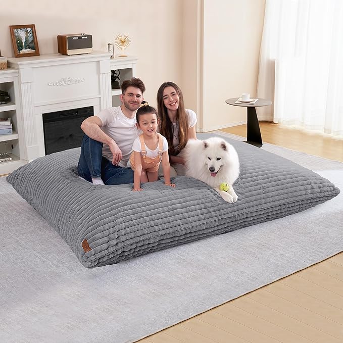 HABUTWAY 4-in-1 Bean Bag Chair, Convertible Chair with High-Density Memory Foam Filling & Machine Washable Cover, Giant Bean Bag Chair for Adults (Grey)