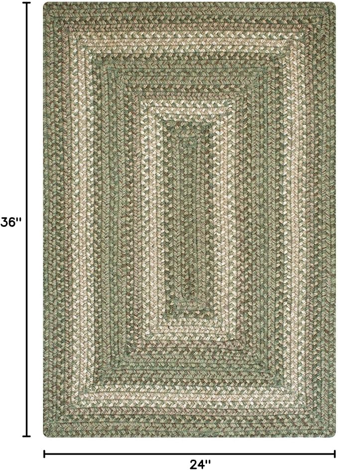 Grassland Green Small Braided Rugs, 2x3' Rectangle - Handmade with Jute, Warm Country Rustic Decor, Perfect for Bathrooms and Entryways - Durable and Easy to Clean