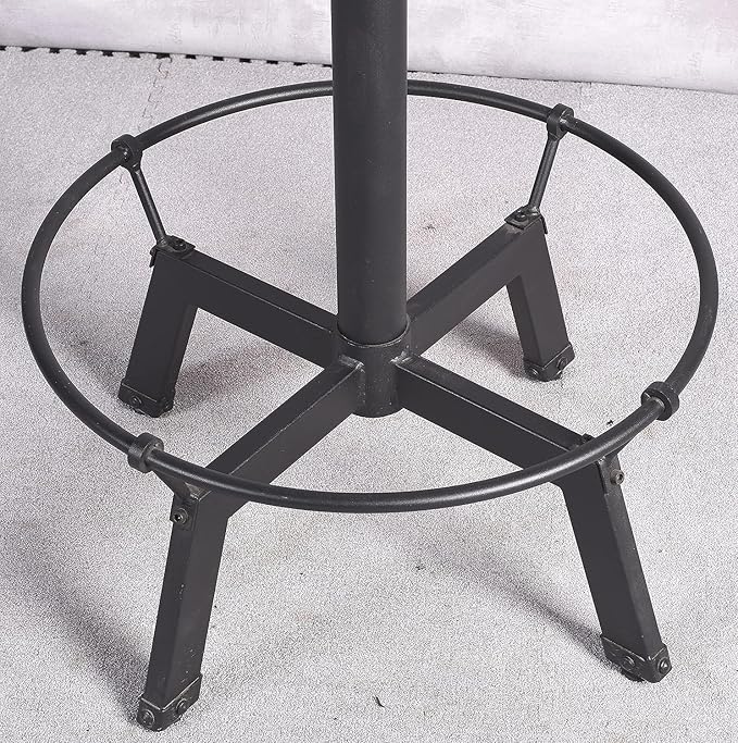 Diwhy Pub Set Industrial Style Adjustable Height 33.5-39.4in Dining Table Dia 23.6" Wooden Top with Handle Bar Table