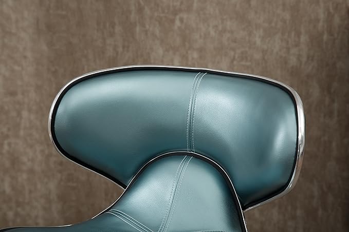 Roundhill Furniture Masaccio Cushioned Leatherette Upholstery Airlift Adjustable Swivel Barstool with Chrome Base, Set of 2, Blue