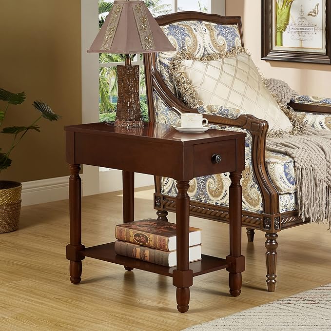 Ball & Cast Wood End Tables, 13" W, Dark Brown-Open