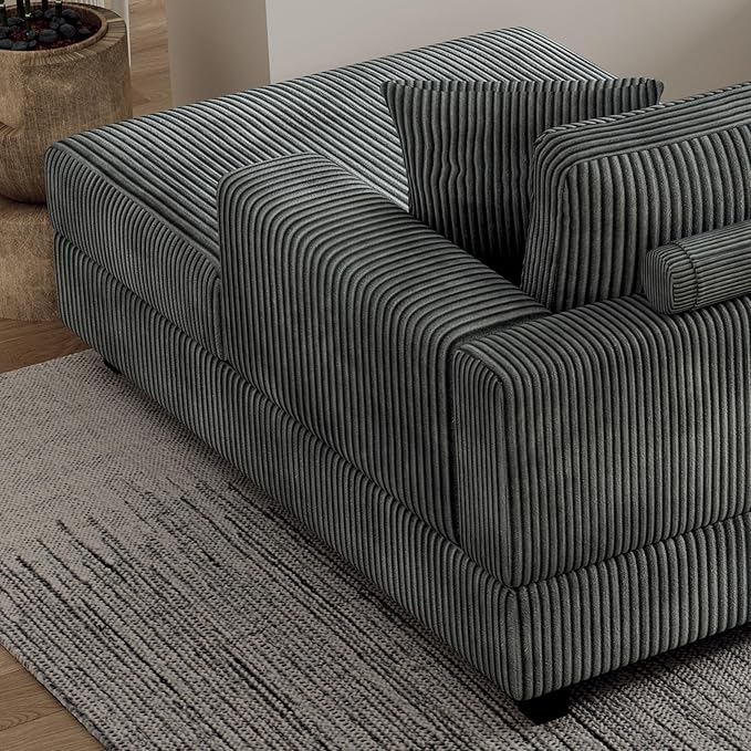 Eafurn Convertible L Shaped Modular Sectional Sofa Couch, 5 Seater Corduroy Upholstered Corner Sofa Lounge Couch with Extra Wide Reversible Chaise Lounge and Headrest for Living Room