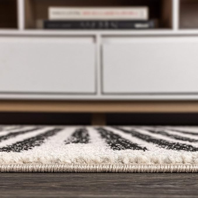JONATHAN Y Khalil Modern Berber Stripe Cream/Black Indoor Area Rug, 10x13, Contemporary, Bohemian, Easy-Cleaning for Living Room, Bedroom, Kitchen, Pet Friendly, Non-Shedding (MOH207A-13)