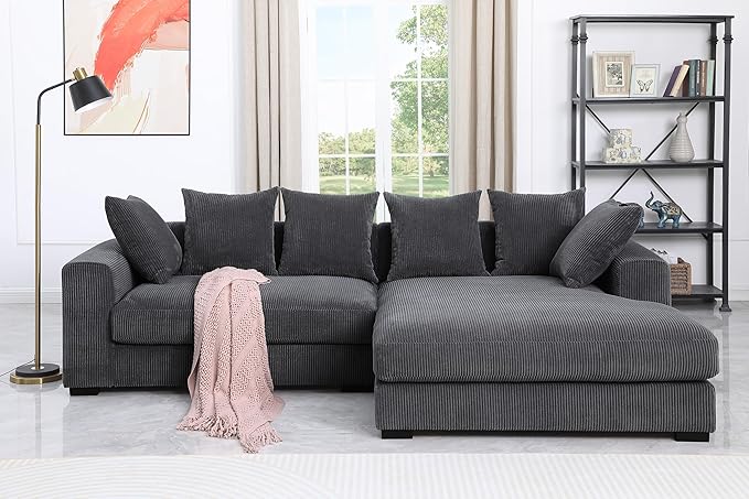 Evan L Shape sectional Sofa for Living Room, Apartment, Bedroom, Office