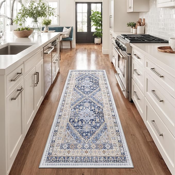 zesthome 2x6 Runner Rug for Hallways, Machine Washable Rug, Non Slip Vintage Low Pile Runners, Stain Resistant Runners for Entryway, Kitchen, Bathroom, Laundry Room, Corridor