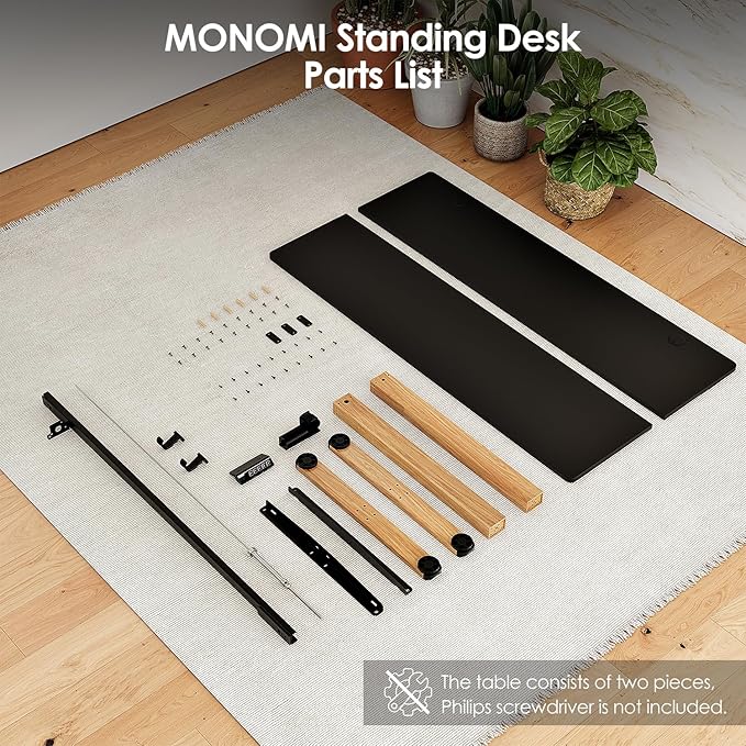 Monomi Electric Standing Desk, 55x24 Inches Height Adjustable Sit Stand up Desk, Large Ergonomic Home Office Desk with Memory Preset Controller,Black