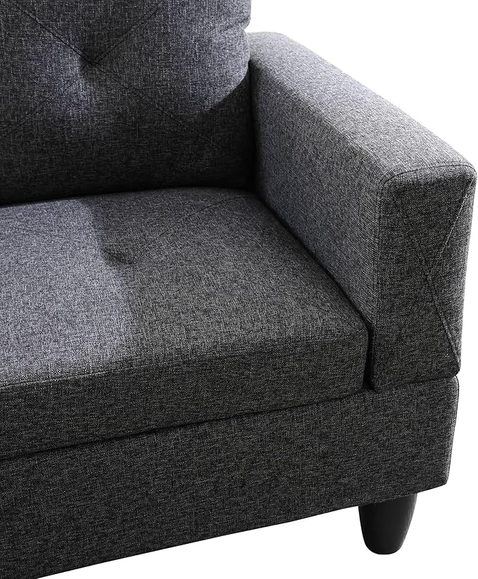 NicBex Sectional Couch 3 Pieces Sofa Set with Right Chaise Linen L Shaped Cloud Couch for Living Room Furniture Sets with Storage Ottoman, Modular Sofa for Living Room & Apartment, Black Grey