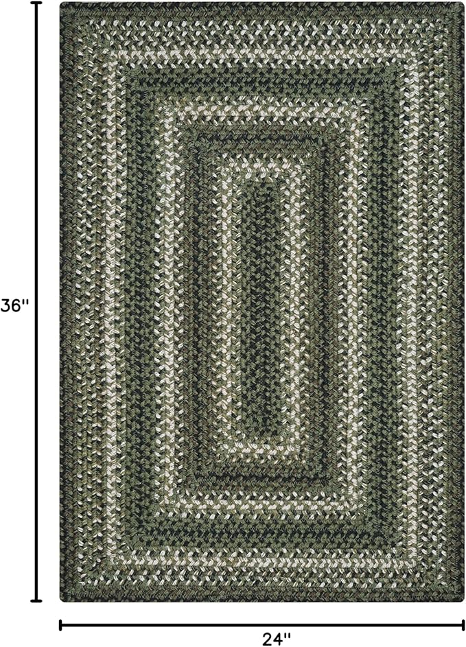 Pinecone Green Small Braided Rugs, 2x3' Rectangle - Handmade with Jute, Warm Country Rustic Decor, Perfect for Bathrooms and Entryways - Durable and Easy to Clean