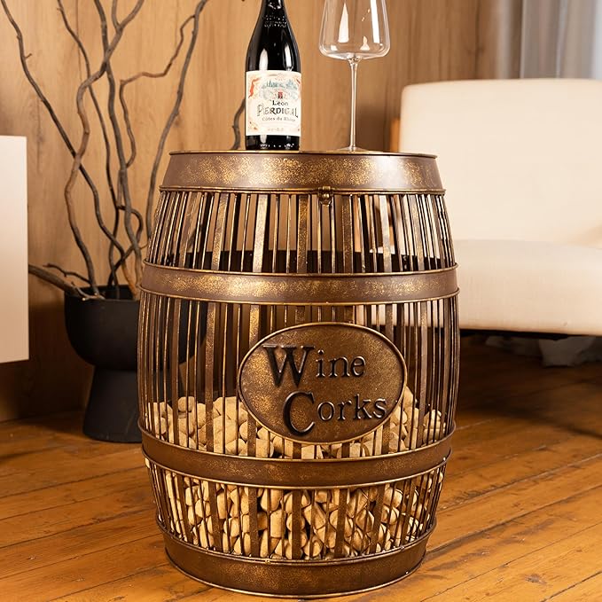 Wine Barrel Table - Cork Catcher Accent Table. Cork Holder Decorative and Storage - 3000 Corks - Large