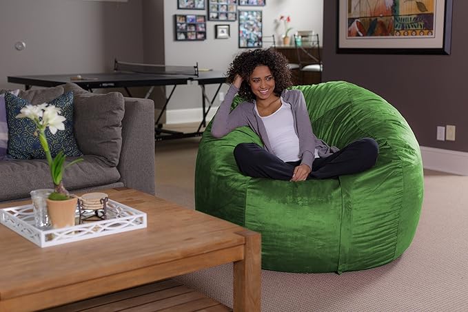Sofa Sack Bean Bag Chair - Plush, Ultra Soft - Memory Foam Bean Bag Chair with Microsuede Cover - Stuffed Foam Filled Furniture and Accessories for Dorm Room 5 Feet - Lime
