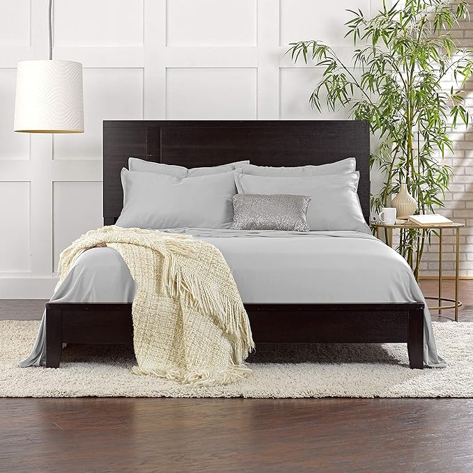 Short Queen Sheets by Pure Bamboo for RV Camper (60"x75") - Genuine 100% Organic Viscose Derived from Bamboo Bed Sheet Set, Soft & Cooling, Lifetime Quality Promise (Short Queen, Silver Pearl)