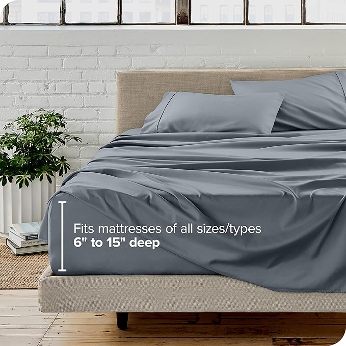 Bare Home Twin Sheet Set - 1800 Ultra-Soft Microfiber Bed Sheets - Double Brushed - Deep Pockets - Easy Fit - 3 Piece Set - Bed Sheets (Twin, Steel Blue)