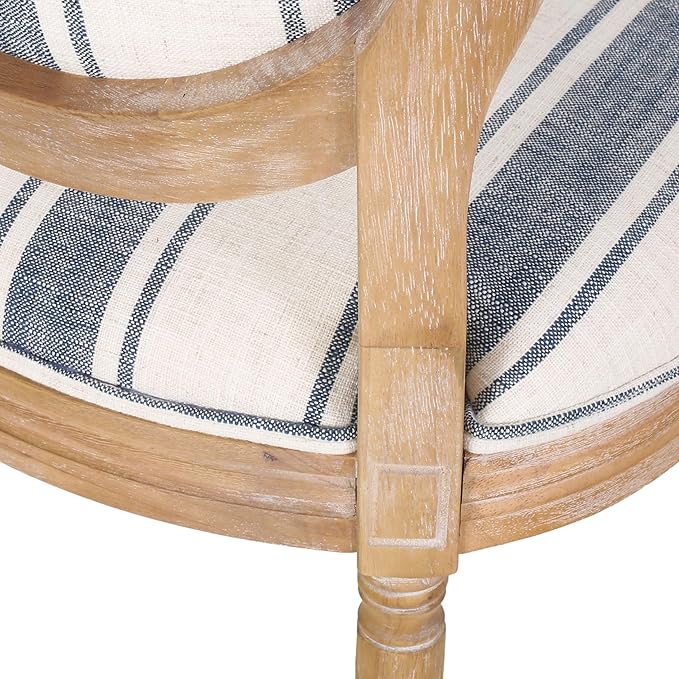 Christopher Knight Home Phinnaeus Dining Chair Set, Set of 4, Wood, Dark Blue Stripes + Light Beige + Natural