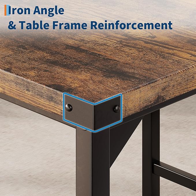 IDEALHOUSE Dining Table Set for 2 w/Counter Height Table & 2 Upholstered Bar Stools, 3-Piece Kitchen Table Set with Footrest & Corner Protector, for Kitchen Room, Apartment, Pub