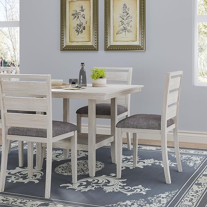 Solid Wood Dining Table, Part of Dining Table Set- Mix and Match Table, Chair, and Bench Sold Separately for Dining Room, Kitchen, Grey