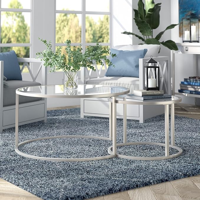Watson Round Nested Coffee Table in Satin Nickel