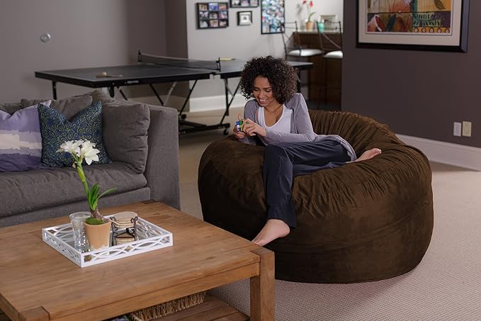 Sofa Sack Bean Bag Chair - Plush, Ultra Soft - Memory Foam Bean Bag Chair with Microsuede Cover - Stuffed Foam Filled Furniture and Accessories for Dorm Room 5 Feet - Chocolate
