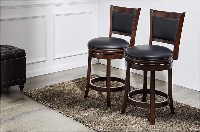 Ball & Cast Swivel Counter Height Barstool 24 Inch Seat Height Cappuccino Set of 2