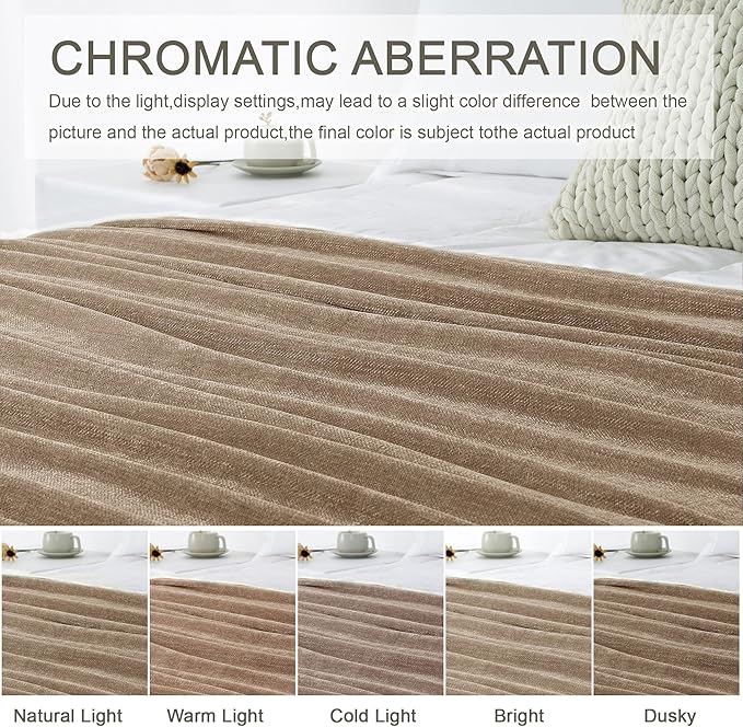 Chenille Throw Blanket for Couch 60"X 80" Twin, Soft Cozy Throws with Fringe Tassel for Bed Sofa Chair Cover, Lightweight Knitted Decorative Boho Blankets for Living Room, Taupe