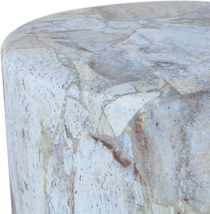 JONATHAN Y TBL1101B Troy 16" Modern Minimalist Faux Marble Column Indoor/Outdoor Indoor/Outdoor Accent Table Modern, Contemporary, Minimalist, Transitional for Living Room, Garden, Patio, Gray/Gold