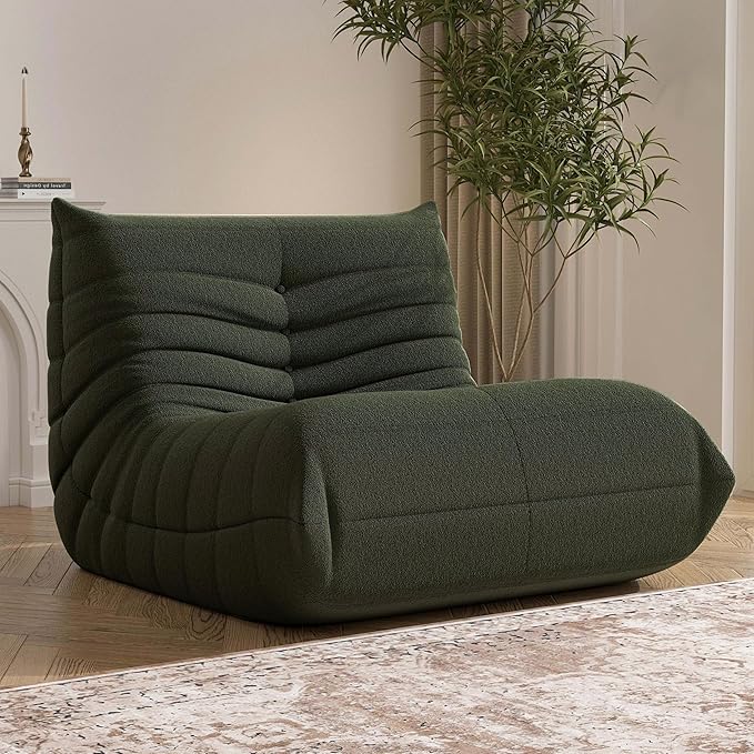 Fireside Bean Bag Sofa - Large Bean Bag Chair for Adults & Teens, High Density Comfortable Foam, Memory Foam for Living Room, Bedroom (Green)