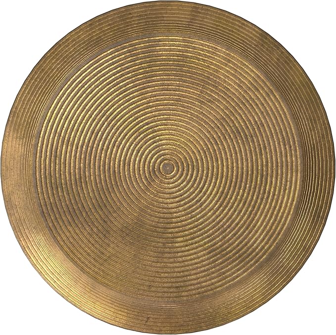 SIMPLIHOME Timmons Coffee Table - 21 inch Wide Cast Aluminum Round Living Room Table in Antique Brass, Industrial Center Table for Compact Spaces with Sculptural Base and Raised Tabletop, Assembled
