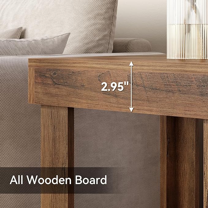 LITTLE TREE End Table Set of 2, All Wooden 2-Tier Square Side Table with Storage Shelves, Farmhouse Style Side End Table for Living Room, Small Bedside Table Nightstand for Bedroom, Reclaimed Natural