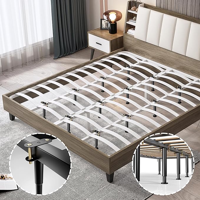 Adjustable Height Bed Support Legs 13.8-23.6 inch, Bed Frame Center Support Legs for Bed Frame/Bed Center Slat/Furniture, Heavy Duty Metal Bed Replacement Legs Bed Slats Support Legs, Upgraded Version