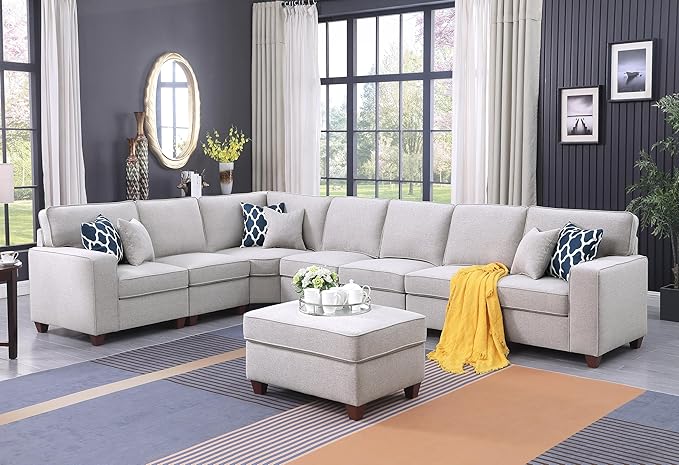 Leio Sectional Modular Sofa with Ottoman for Living Room, Apartment, Bedroom, Office, Dorm