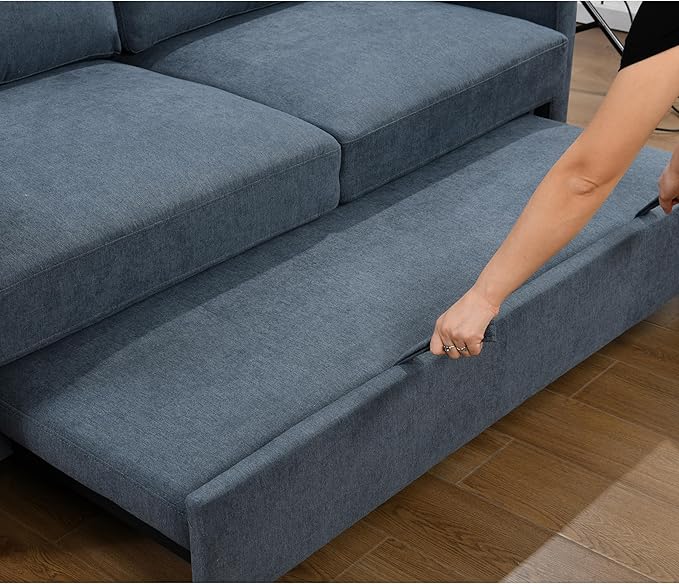 ERYE Modern 3-in-1 Sofa Loveseat Convertible Sleeper Sofabed, Queen Size Upholstered Love Seat Sofa Soft Cushion Daybed with Pull Out Sleeper Couch Bed for Living Room Home Apartment RV