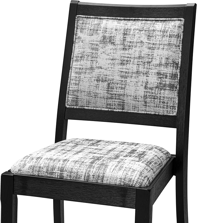 X02X2-2C6-30 4-pc Dining Room Table Set a Rectangular Kitchen Table and a wooden Bench and 2 Wire Brushed Black Polyester Stackable Chair, 39x120 Inch, Wire Brushed Black
