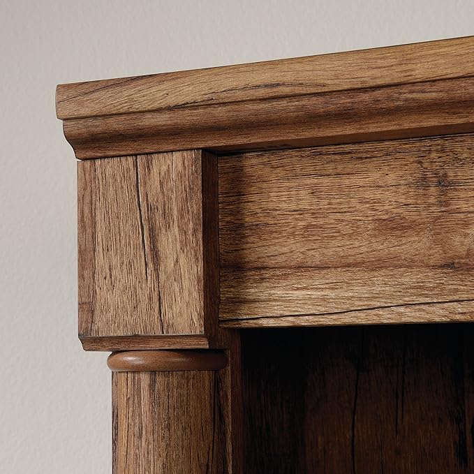 Sauder Palladia Library with Doors/Book Shelf, L: 29.37" x W: 13.90" x H: 71.85", Vintage Oak