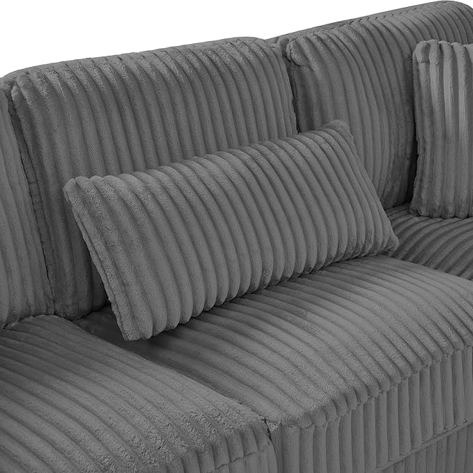 129" Oversized U Shaped Modular Sectional Sofa Couch for Living Room 7 Seater Plush Corduroy Upholstered Large Sofa Deep Seat Cloud Couch with Extra Wide Chaise Lounge and Detachable Thick Cushions