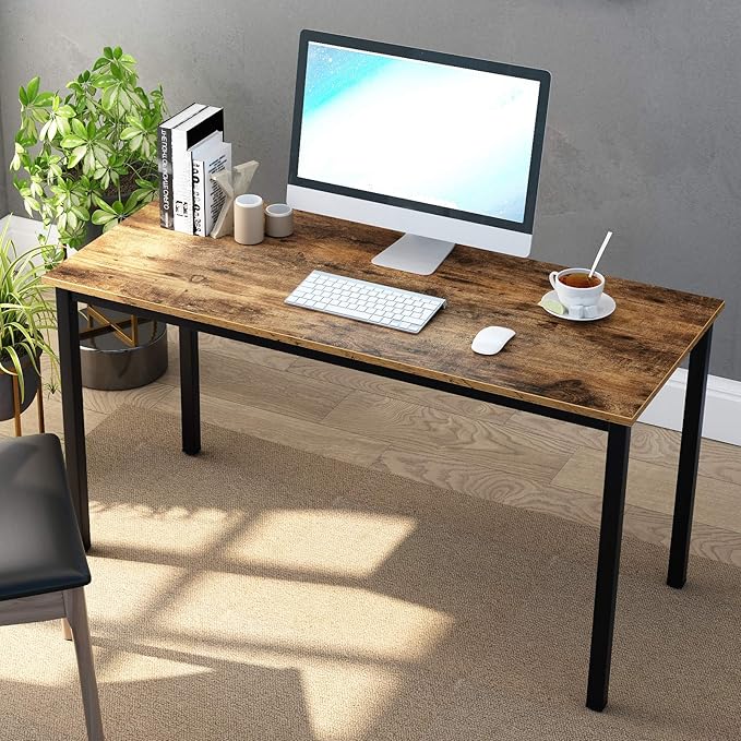 DlandHome 47 inch Computer Desk Home Office Table Writing Desk Study Table Gaming Desk Workstation (47 inch, Rustic Brown)