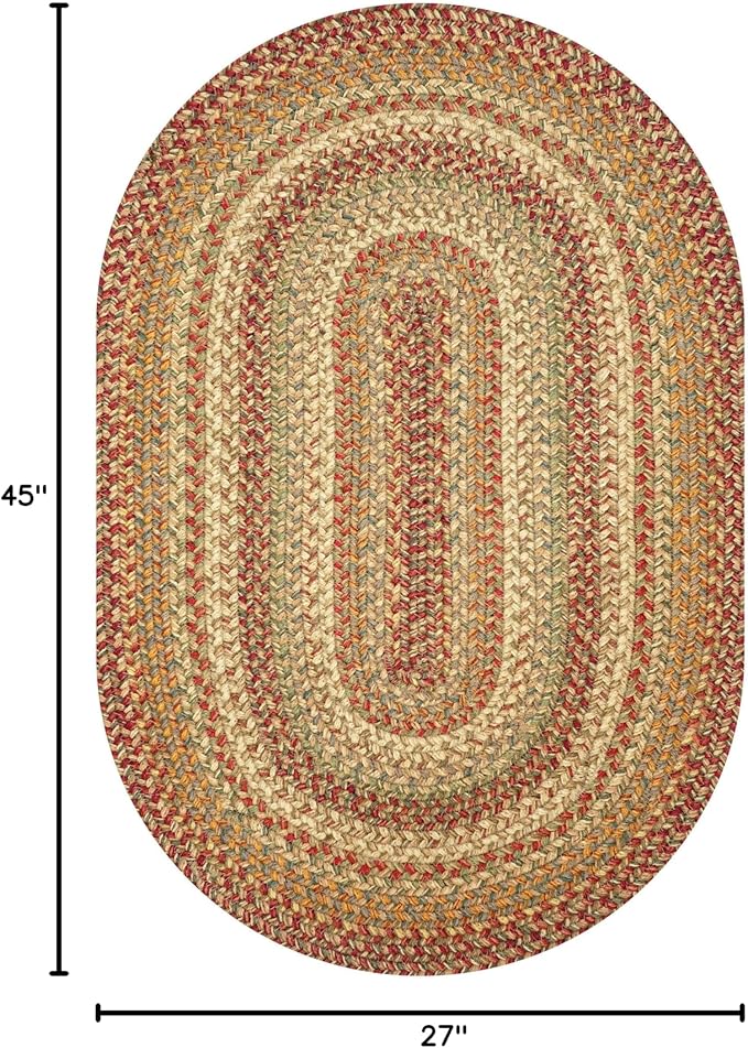 Homespice 27x45” Brown Oval Braided Rug. Harvest Brown Jute Oval Rug. Uses- Entryway, Kitchen Rugs, Bathroom Rugs. Reversible, Rustic, Country, Primitive, Farmhouse Decor Rug